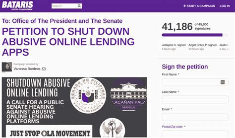 PETITION TO SHUT DOWN ABUSIVE ONLINE LENDING APPS.